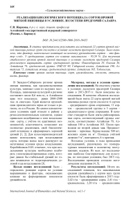 Реализация биологического потенциала сортов яровой мягкой пшеницы в условиях лесостепи предгорий Салаира