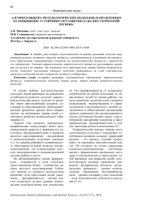 Алгоритм выбора методологических подходов, направленных на повышение устойчивости развития сельских территорий региона