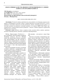 Декоративные качества видов и сортов рябчиков в условиях климата Республики Марий Эл