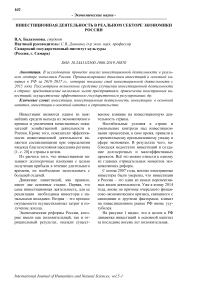 Инвестиционная деятельность в реальном секторе экономики России