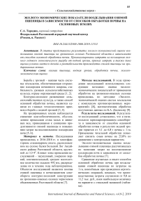 Эколого-экономические показатели возделывания озимой пшеницы в зависимости от способов обработки почвы на склоновых землях