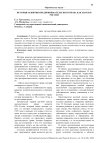 История развития предпринимательского права как науки в России