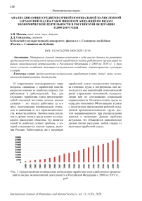 Анализ динамики среднемесячной номинальной начисленной заработной платы работников организаций по видам экономической деятельности в Российской Федерации в 2000-2019 годы