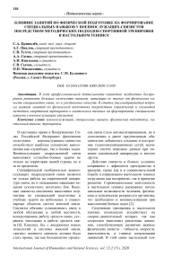 Влияние занятий по физической подготовке на формирование специальных навыков у военнослужащих-связистов посредством методических подходов спортивной тренировки в настольном теннисе