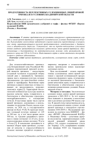 Продуктивность перспективных селекционных линий яровой тритикале в условиях Владимирской области