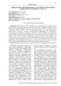 Лимнологический мониторинг естественно-техногенных ландшафтов Республики Татарстан