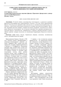 Социально-экономическое развитие Крыма после присоединения к Российской империи