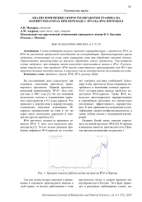 Анализ изменения скорости обработки трафика на маршрутизаторах при переходе с IPV4 на IPV6 протокол