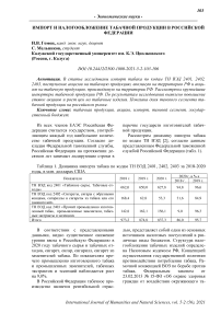 Импорт и налогообложение табачной продукции в Российской Федерации