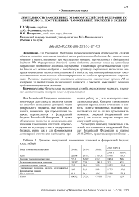 Деятельность таможенных органов Российской Федерации по контролю за поступлением таможенных платежей в бюджет