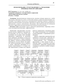 Проектирование структуры процесса управления производством организации