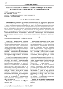 Оценка ликвидности и финансовой устойчивости ведущих промышленных предприятий Ростовской области