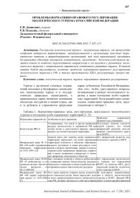 Проблемы нормативно-правового регулирования экологического туризма в Российской Федерации