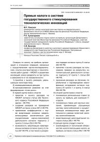 Прямые налоги в системе государственного стимулирования технологических инноваций