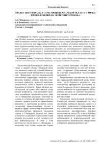 Анализ экологического состояния Самарской области с точки зрения влияния на экономику региона