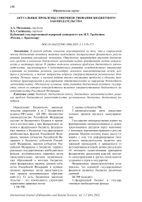 Актуальные проблемы совершенствования бюджетного законодательства