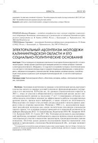 Электоральный абсентеизм молодежи Калининградской области и его социально-политические основания