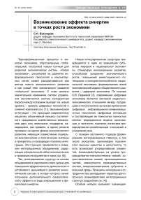 Возникновение эффекта синергии в точках роста экономики