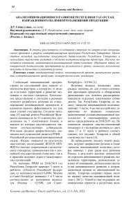 Анализ инновационного развития Республики Татарстан, направленного на импортозамещение продукции