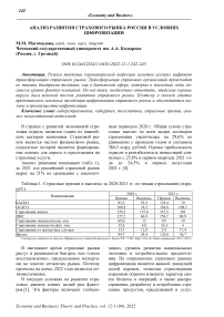 Анализ развития страхового рынка России в условиях цифровизации