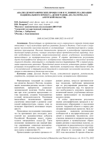 Анализ демографических процессов в условиях реализации национального проекта "Демография" (на материалах Амурской области)