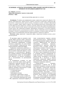 Основные аспекты управления социальной сферой региона на примере Республики Башкортостан