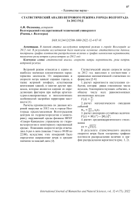 Статистический анализ ветрового режима города Волгограда за 2012 год