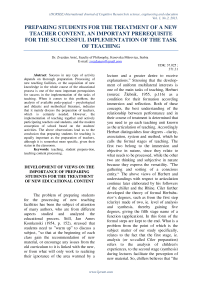 Preparing students for the treatment of a new teacher content, an important prerequisite for the successful implementation of the task of teaching