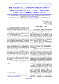 The pedagogical function of the homeroom teacher into the new concept of primary education in Republic of Macedonia