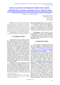 The suggestive method in sport education - theoretical basics and practical application