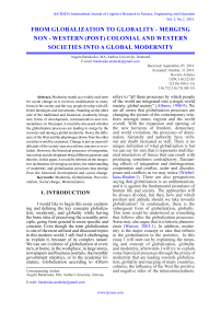 From globalization to globality - merging non - western (post) colonial and western societies into a global modernity