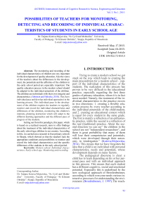 Possibilities of teachers for monitoring, detecting and recording of individual characteristics of students in early school age