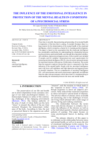 The influence of the emotional inteligence in protection of the mental health in conditions of a psychosocial stress