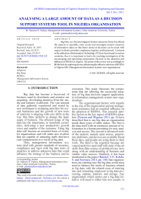 Analyzing a large amount of data as a decision support systems tool in Nigeria organization