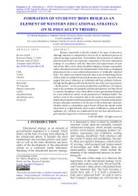 Formation of students’ body build as an element of western educational strategy (in M. Foucault’s theory)