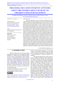 Preschool education students’ attitudes about the possible impact of music on children’s speech development