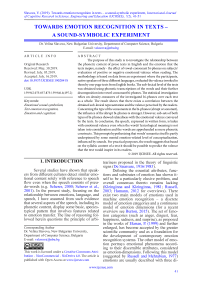 Towards emotion recognition in texts - a sound-symbolic experiment