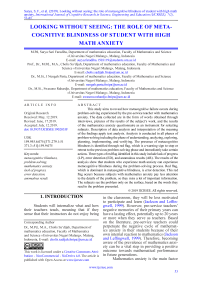 Looking without seeing: the role of metacognitive blindness of student with high math anxiety