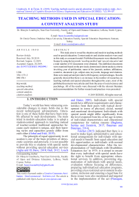 Teaching methods used in special education: a content analysis study