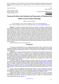 Family and its role in the cultivation and preservation of traditional folk music at junior primary school age