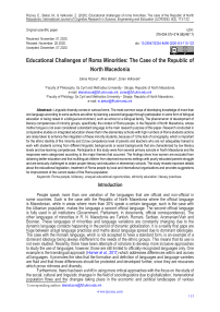 Educational challenges of Roma minorities: the case of the Republic of North Macedonia