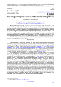 Methodology of comparative research in education: role and significance