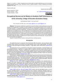 Occupational burnout and its relation to academic staff performance at Al Ain University, college of education (evaluation study)