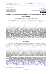 Reflexive competence in metacognitive monitoring of learning activity of HEI students