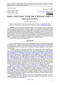 Students critical-creative thinking skill: a multivariate analysis of experiments and gender