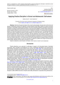 Applying positive discipline in school and adolescents’ self-esteem