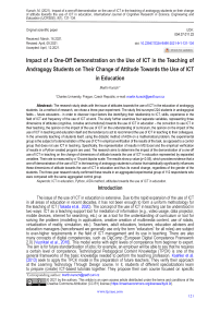 Impact of a one-off demonstration on the use of ICT in the teaching of andragogy students on their change of attitude towards the use of ICT in education