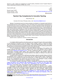 Teachers’ key competencies for innovative teaching