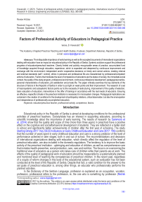 Factors of professional activity of educators in pedagogical practice