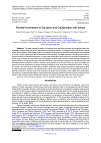 Parental involvement in education and collaboration with school
